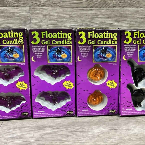 12 PCS Halloween Gel Floating Candles Pumpkin Bats Black Cat Orange Party Decor - Picture 9 of 9